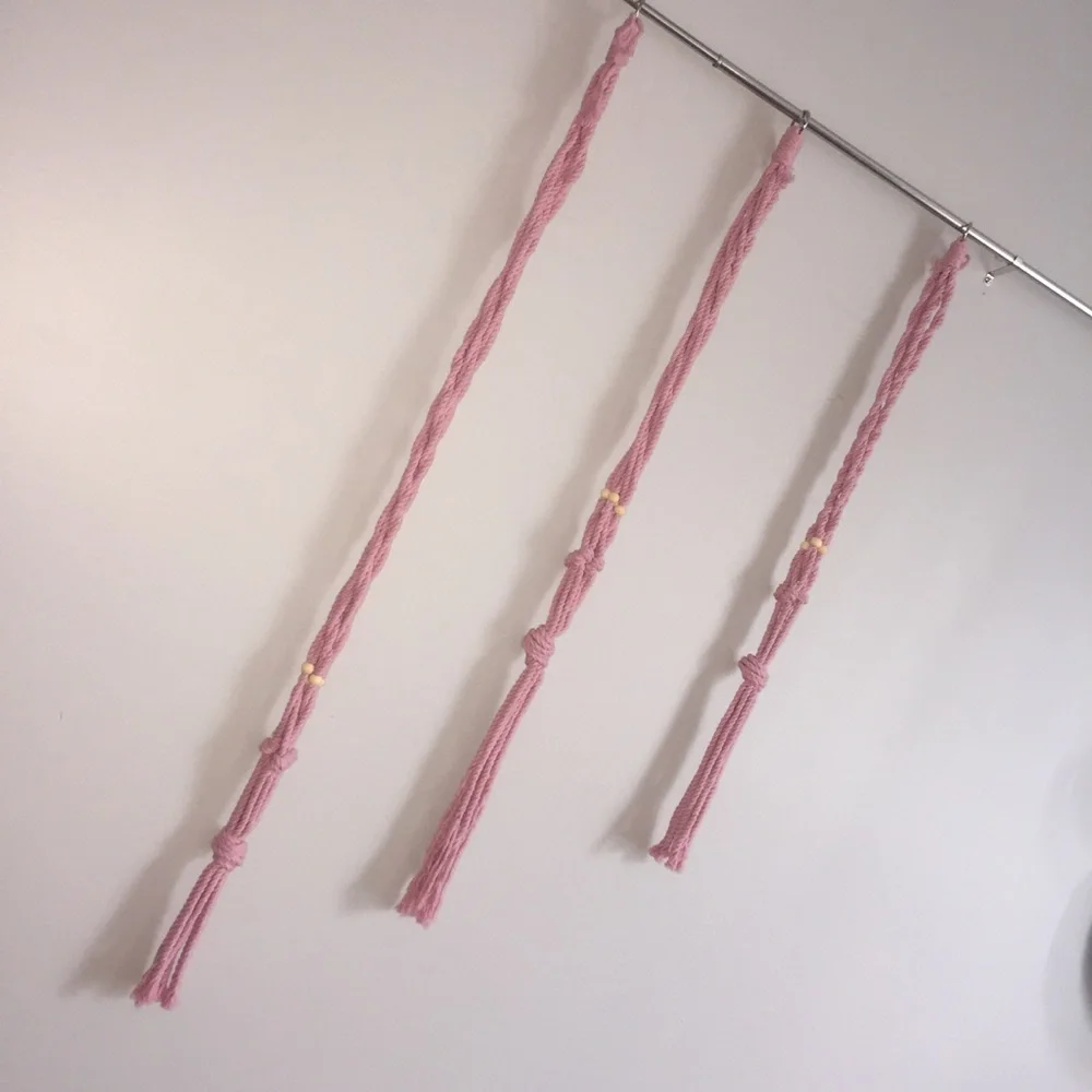 Macrame Succulent Plant Vase Wall Hanging PINK Set of THREE Self made Homemade - Picture 8 of 8